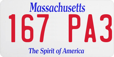 MA license plate 167PA3