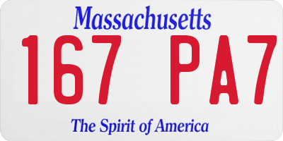 MA license plate 167PA7