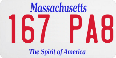 MA license plate 167PA8