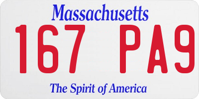 MA license plate 167PA9