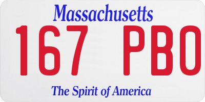 MA license plate 167PB0