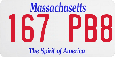 MA license plate 167PB8