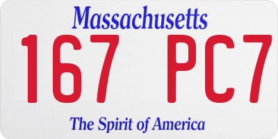 MA license plate 167PC7