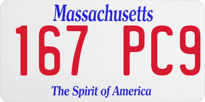 MA license plate 167PC9