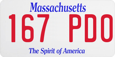 MA license plate 167PD0