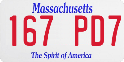 MA license plate 167PD7