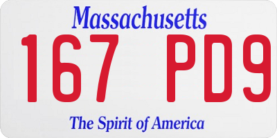 MA license plate 167PD9