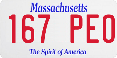 MA license plate 167PE0