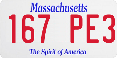 MA license plate 167PE3