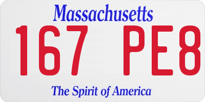 MA license plate 167PE8