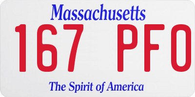 MA license plate 167PF0