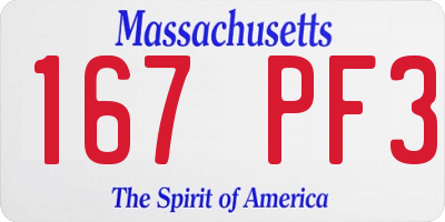 MA license plate 167PF3