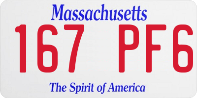 MA license plate 167PF6