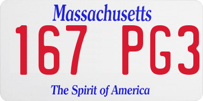 MA license plate 167PG3