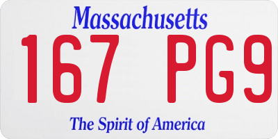 MA license plate 167PG9