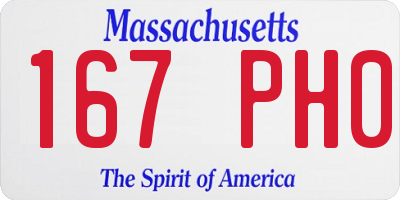 MA license plate 167PH0