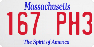 MA license plate 167PH3