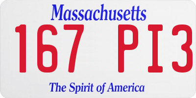 MA license plate 167PI3