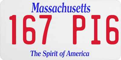 MA license plate 167PI6