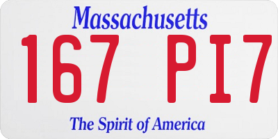 MA license plate 167PI7