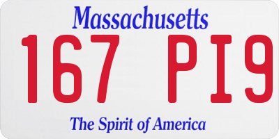 MA license plate 167PI9