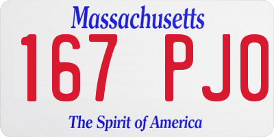 MA license plate 167PJ0