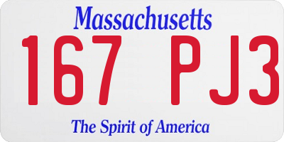 MA license plate 167PJ3