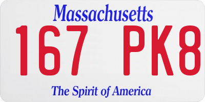 MA license plate 167PK8
