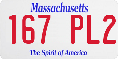 MA license plate 167PL2
