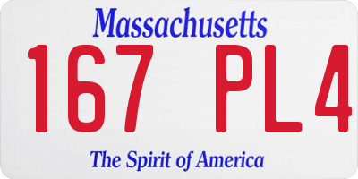 MA license plate 167PL4