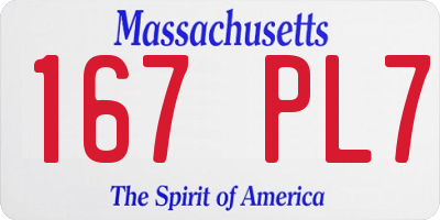 MA license plate 167PL7
