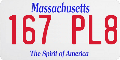 MA license plate 167PL8