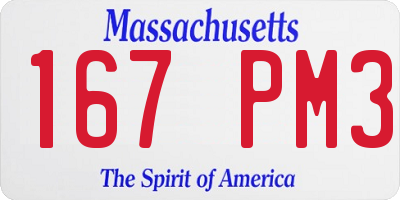 MA license plate 167PM3
