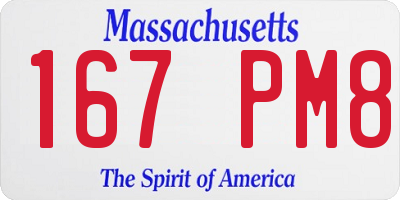 MA license plate 167PM8
