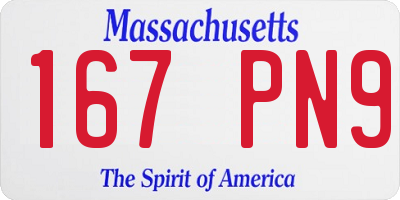 MA license plate 167PN9