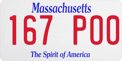 MA license plate 167PO0
