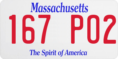 MA license plate 167PO2