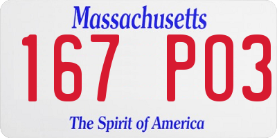 MA license plate 167PO3
