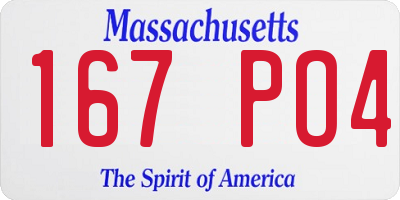 MA license plate 167PO4