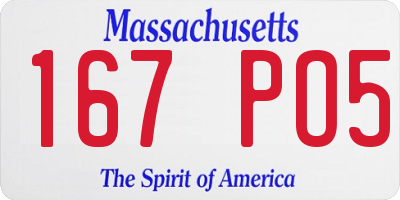 MA license plate 167PO5