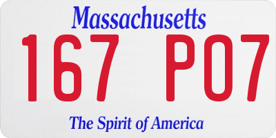 MA license plate 167PO7