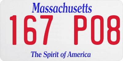 MA license plate 167PO8