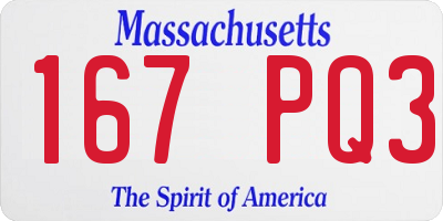 MA license plate 167PQ3