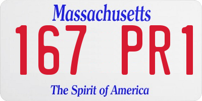 MA license plate 167PR1