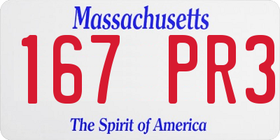 MA license plate 167PR3
