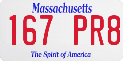 MA license plate 167PR8