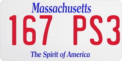 MA license plate 167PS3
