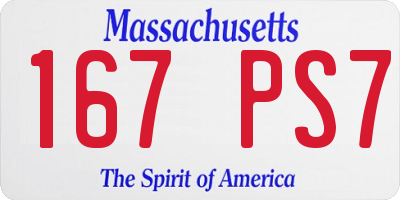 MA license plate 167PS7