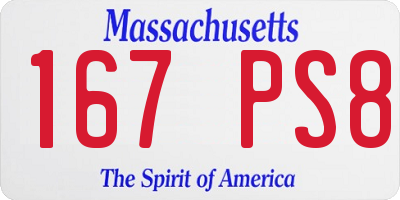 MA license plate 167PS8