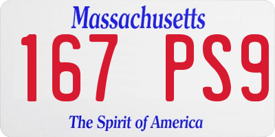 MA license plate 167PS9